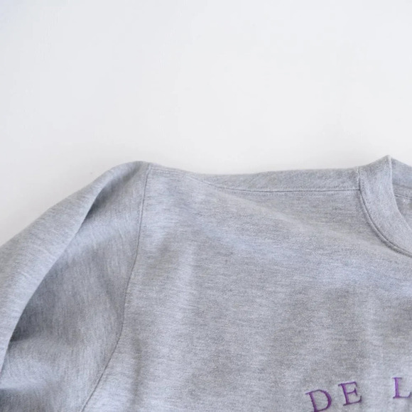 Vintage JanSport Grey De La Salle  Collegiate Crewneck Sweater Size Medium - Picture 9 of 12